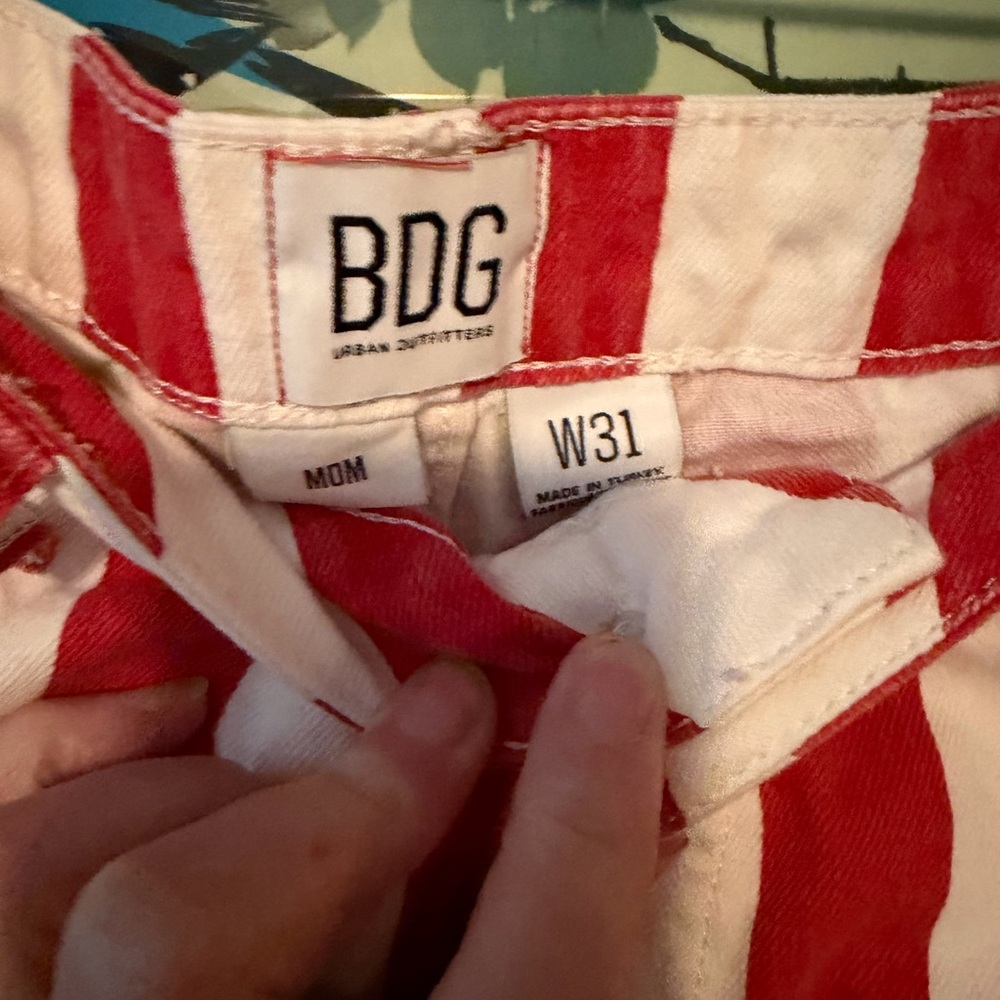 BDG Red and White Striped Women's Bermudas - Picture 2 of 4